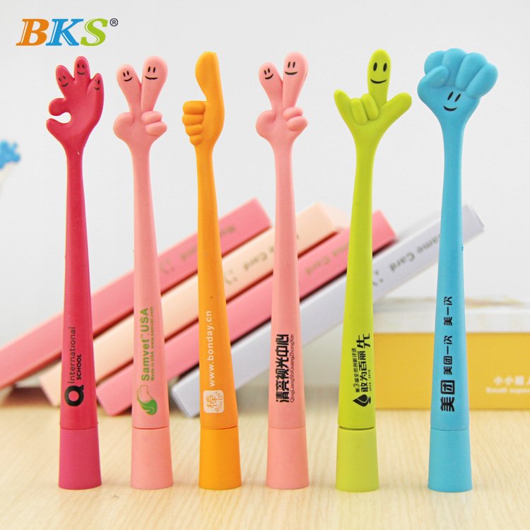 BKS Advertising Stationery Black Plastic Pen Custom Logo Gift Pen cartoon Rubber Ballpoint Pen