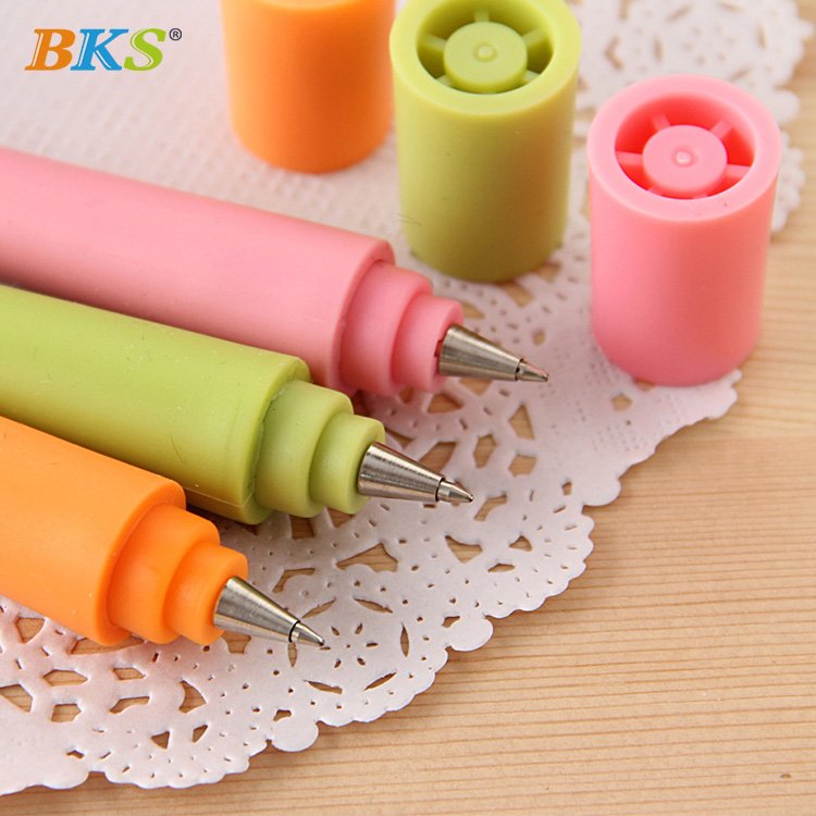 BKS Advertising Stationery Black Plastic Pen Custom Logo Gift Pen cartoon Rubber Ballpoint Pen
