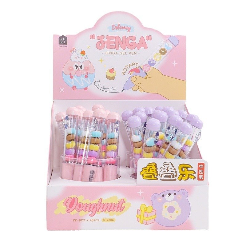 Hamburger french fries layered music bead neutral pen student high looks black smooth water pen rotating press pen