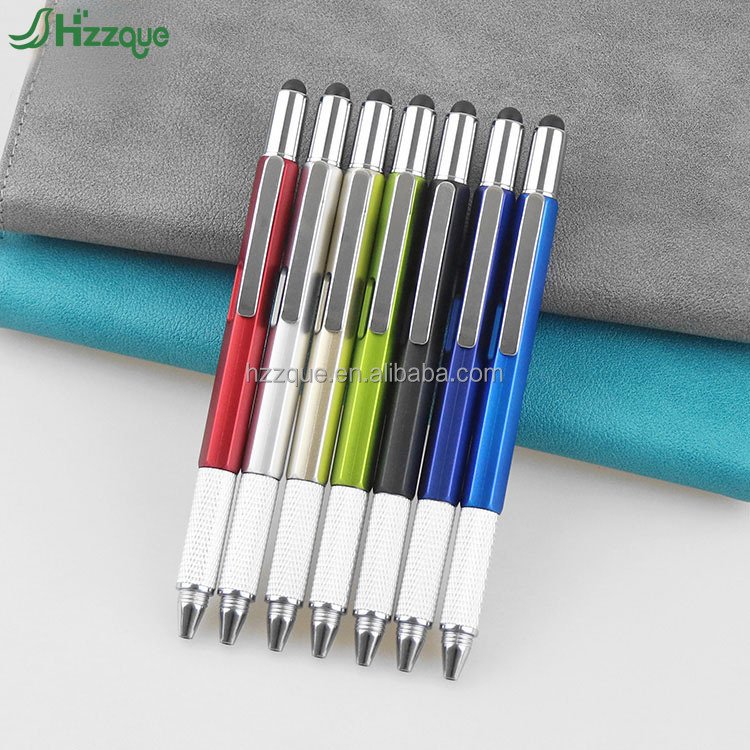 Custom Logo Metal Ballpoint Pens Soft Touch Screen Pen with Centimetre and Inch Markings Personalized Gift