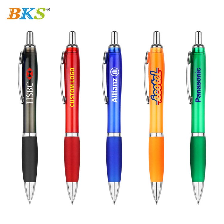 BKS ready to ship gift cheap plastic promotional ballpoint pen wholesale ball pens with custom logo print