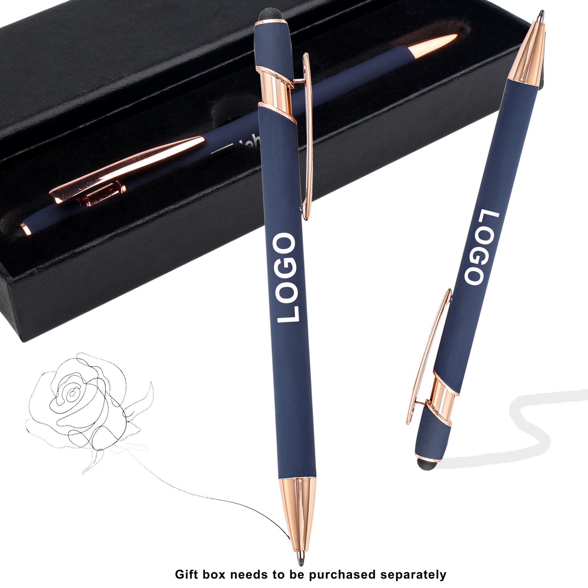 Promotional Rubber Custom Logo Metal Ballpoint Pens With Mulit-Color Printed Manufactures For Touch Screen Stylus Gifts