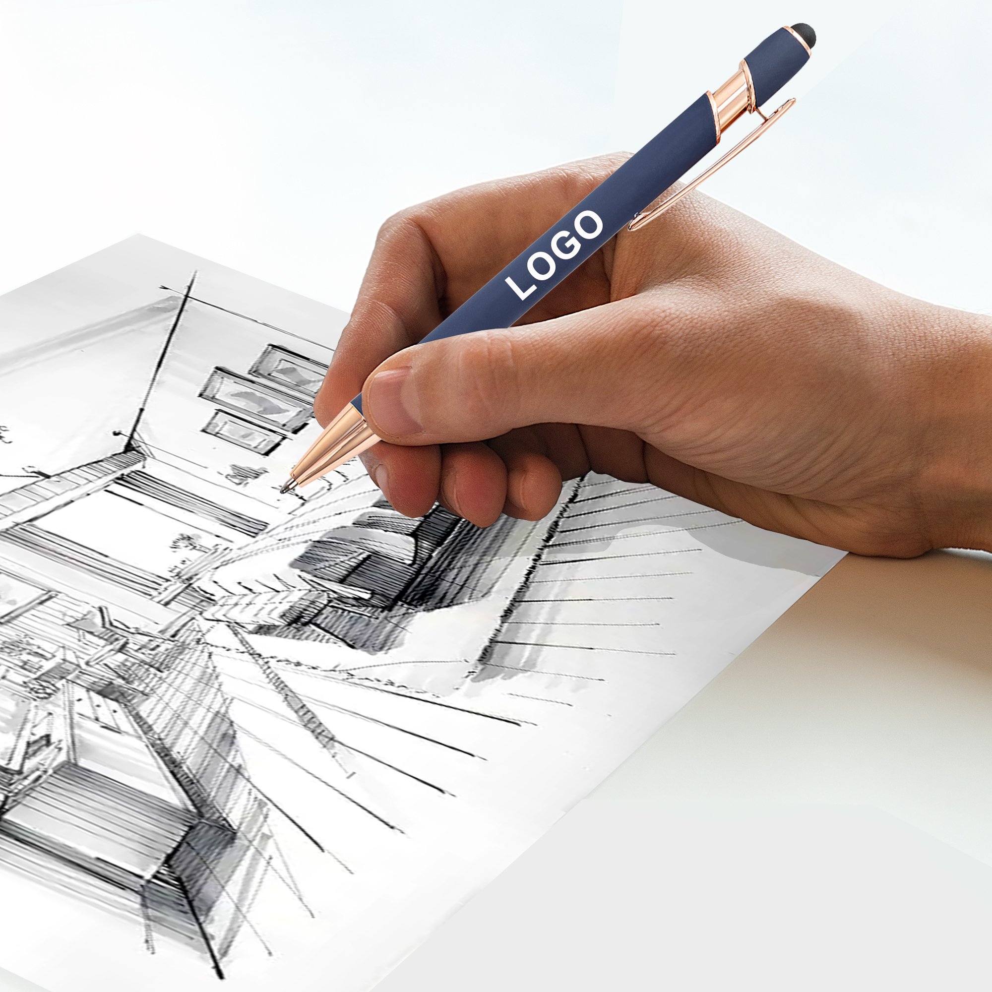 Promotional Rubber Custom Logo Metal Ballpoint Pens With Mulit-Color Printed Manufactures For Touch Screen Stylus Gifts