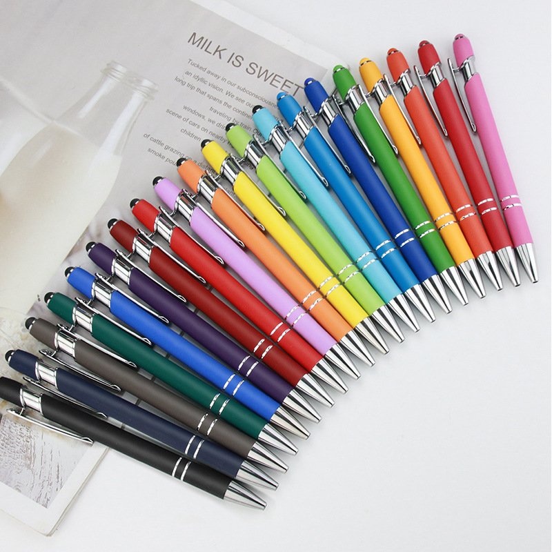 Factory Custom Logo 2-in-1 Novelty Business Ballpoint Pen 1.0mm Writing Width Stylus Screen Ballpen Promotional Metal Pen