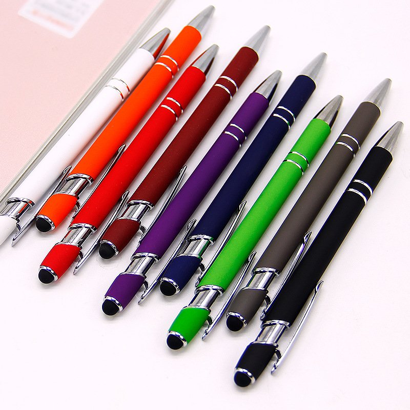 Factory Custom Logo 2-in-1 Novelty Business Ballpoint Pen 1.0mm Writing Width Stylus Screen Ballpen Promotional Metal Pen