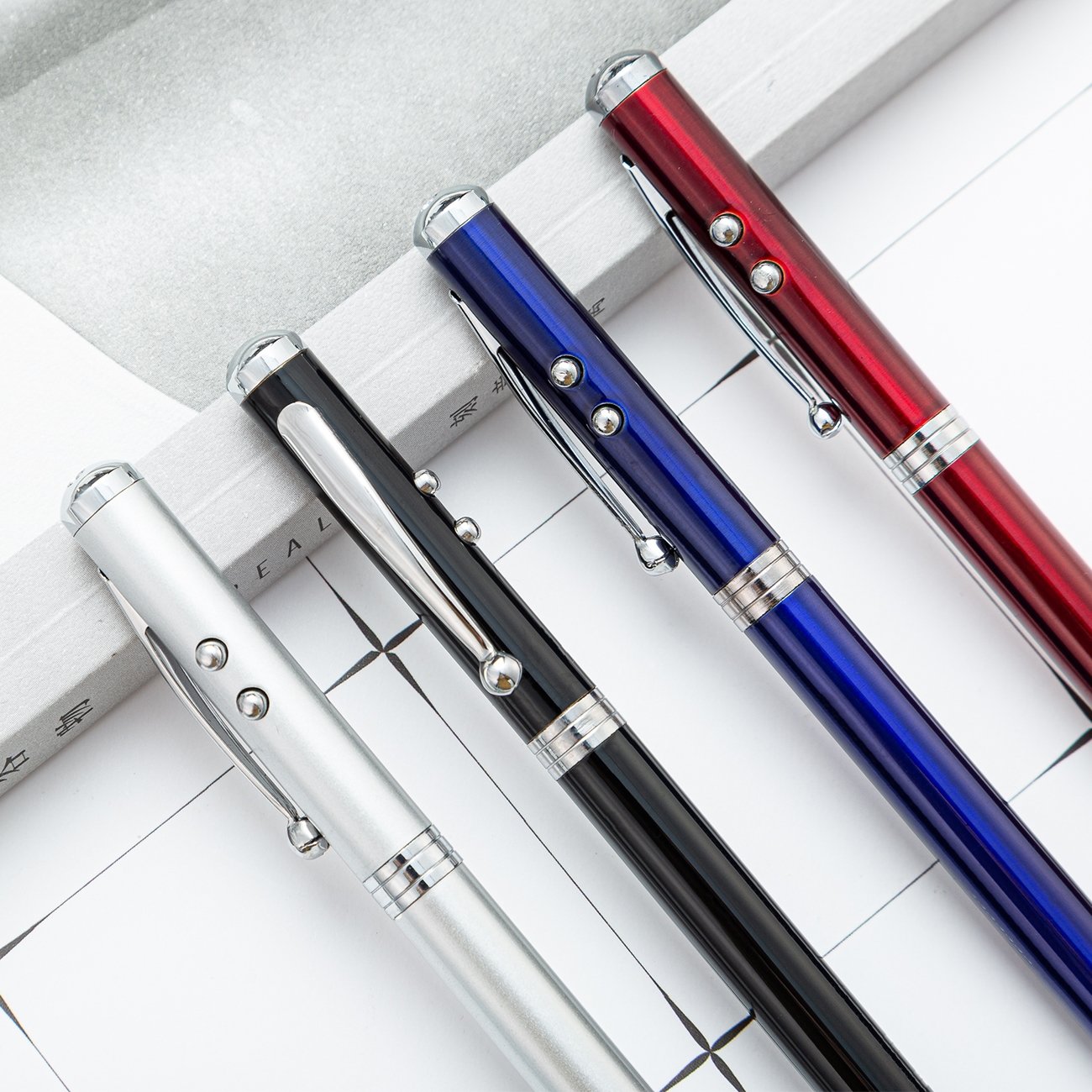 4-in-1 Stylus Pen with LED Light Soft Touch UV Medical Pen Light Multi-Function Promotional Gift for Writing with 1.0mm Width