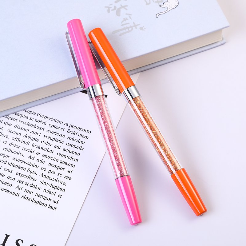 Premium Women Rhinestone Promotional Ink Gel Ballpoint Pen with Crystal metal pen Beads Colorful Pen Tube