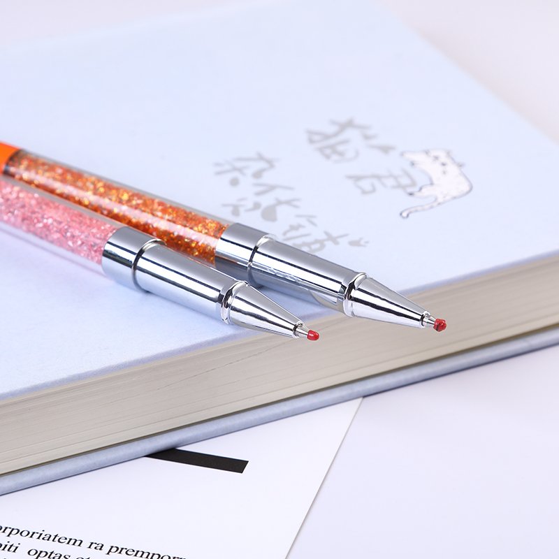 Premium Women Rhinestone Promotional Ink Gel Ballpoint Pen with Crystal metal pen Beads Colorful Pen Tube
