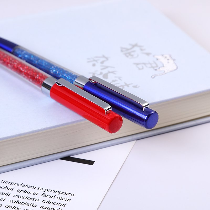 Premium Women Rhinestone Promotional Ink Gel Ballpoint Pen with Crystal metal pen Beads Colorful Pen Tube