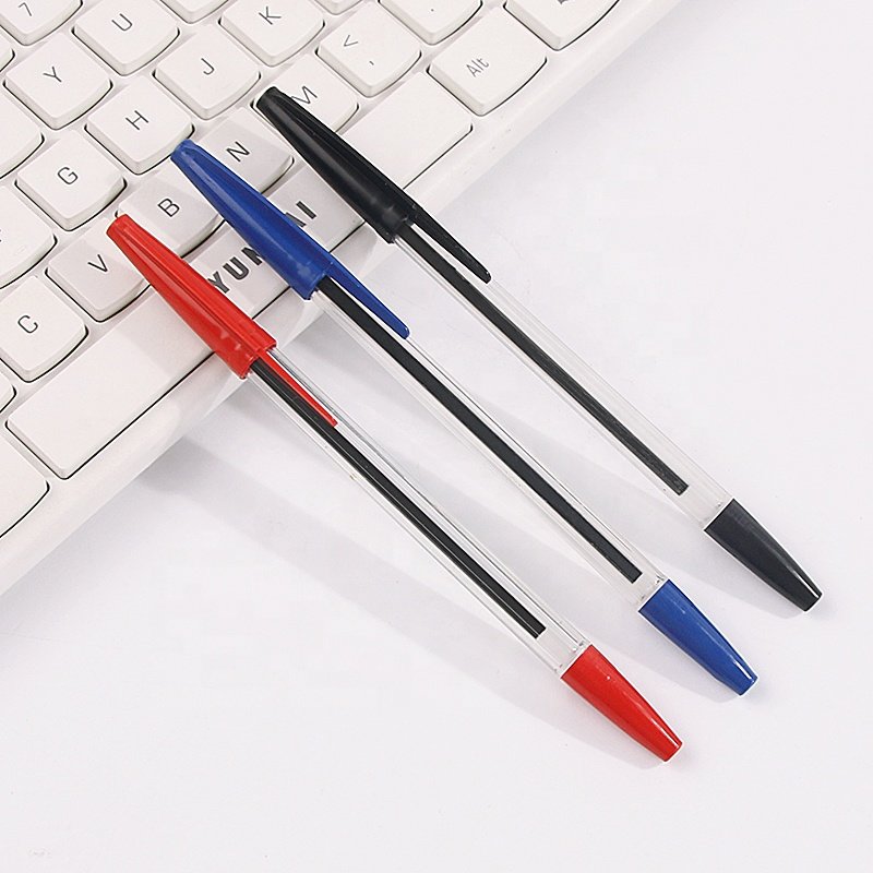 Promotional Smooth Writing Ball Pens Office School Stationery Plastic Ballpoint Pens 1.0mm Black Blue Red Ballpoint Pen