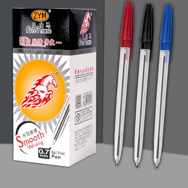 Promotional Smooth Writing Ball Pens Office School Stationery Plastic Ballpoint Pens 1.0mm Black Blue Red Ballpoint Pen