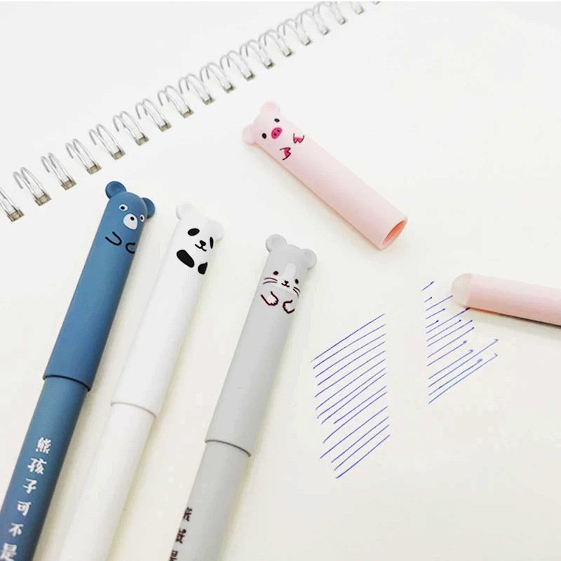 Hot selling Factory custom cartoon erasable doll toy children ballpoint pen with rubber animal creative plastic gift pen