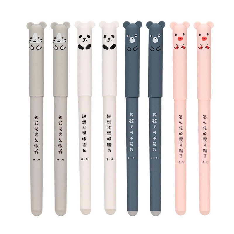 Hot selling Factory custom cartoon erasable doll toy children ballpoint pen with rubber animal creative plastic gift pen