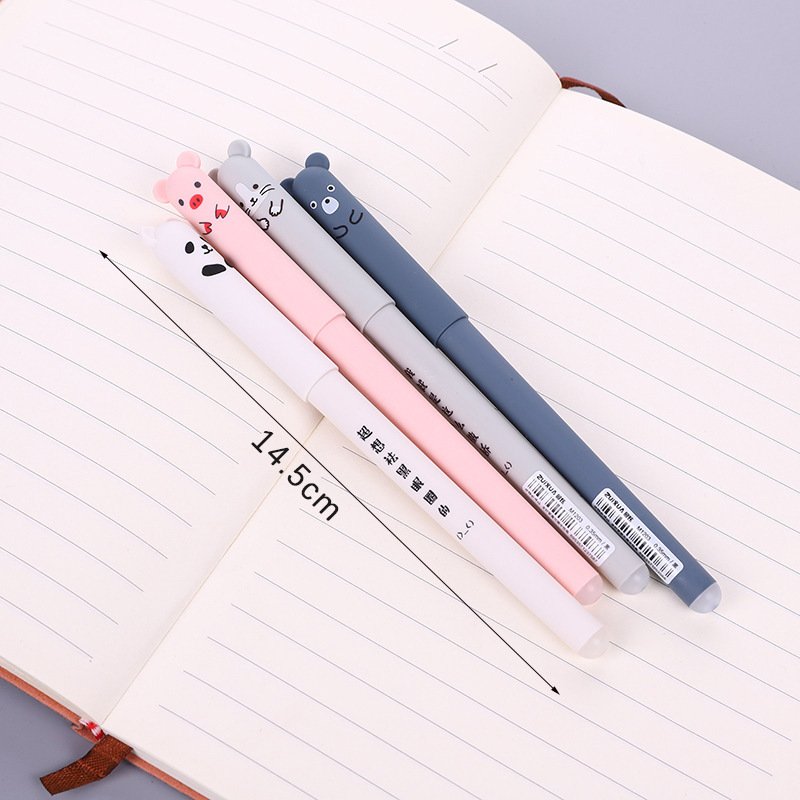 Hot selling Factory custom cartoon erasable doll toy children ballpoint pen with rubber animal creative plastic gift pen