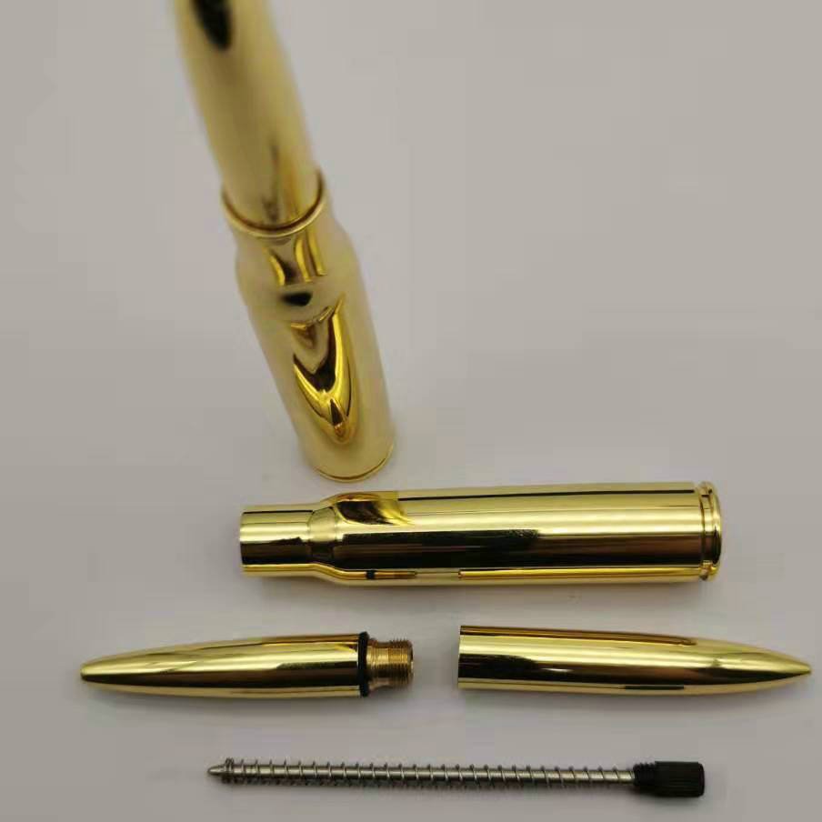 Gun Bullet Gold Pens Outdoor Cool Man Tactical Gift Box Brass Casing Refillable Twist Pen