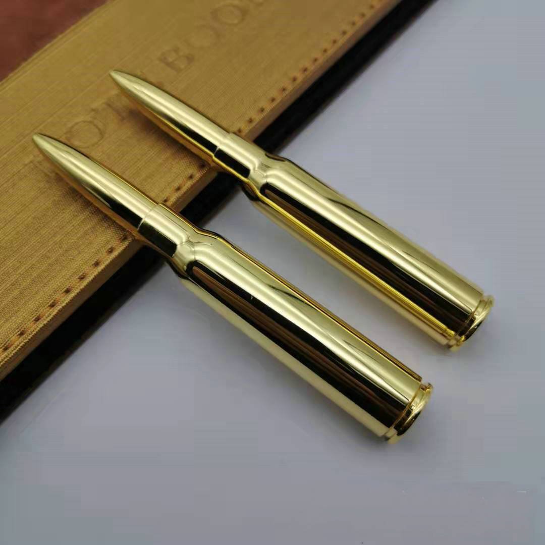 Gun Bullet Gold Pens Outdoor Cool Man Tactical Gift Box Brass Casing Refillable Twist Pen