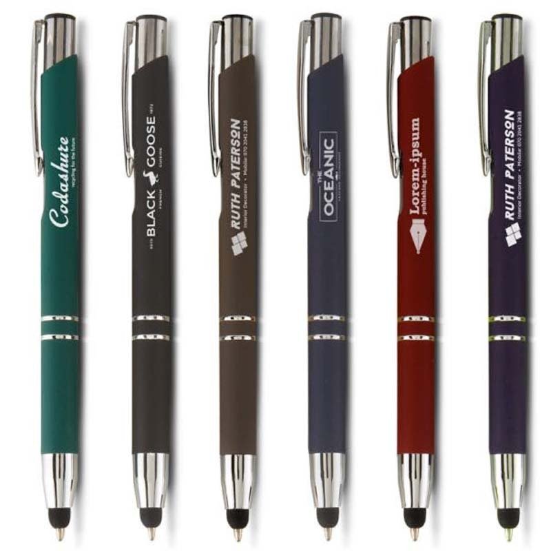 wholesale Custom logo Ballpoint metal pens Multifunction Stylus soft touch metal pen