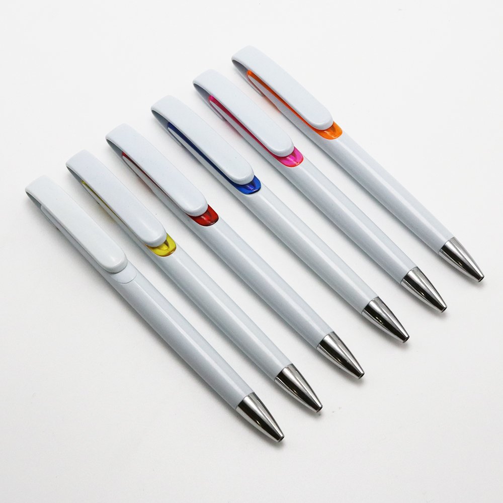 Wholesale promotional advertising cheap plastic ballpoint pen white press pen for gifts