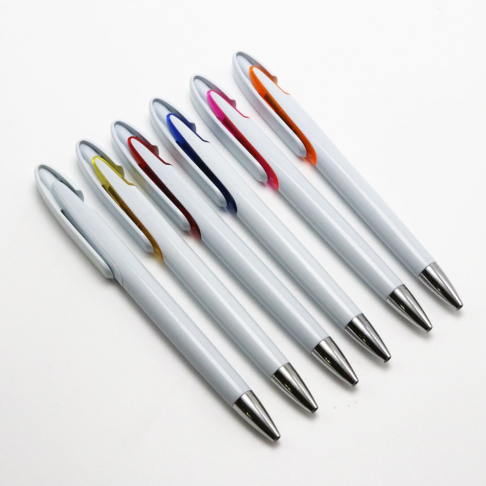 Wholesale promotional advertising cheap plastic ballpoint pen white press pen for gifts
