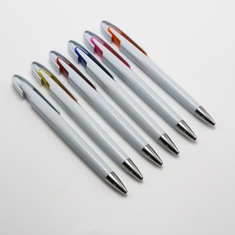 Wholesale promotional advertising cheap plastic ballpoint pen white press pen for gifts