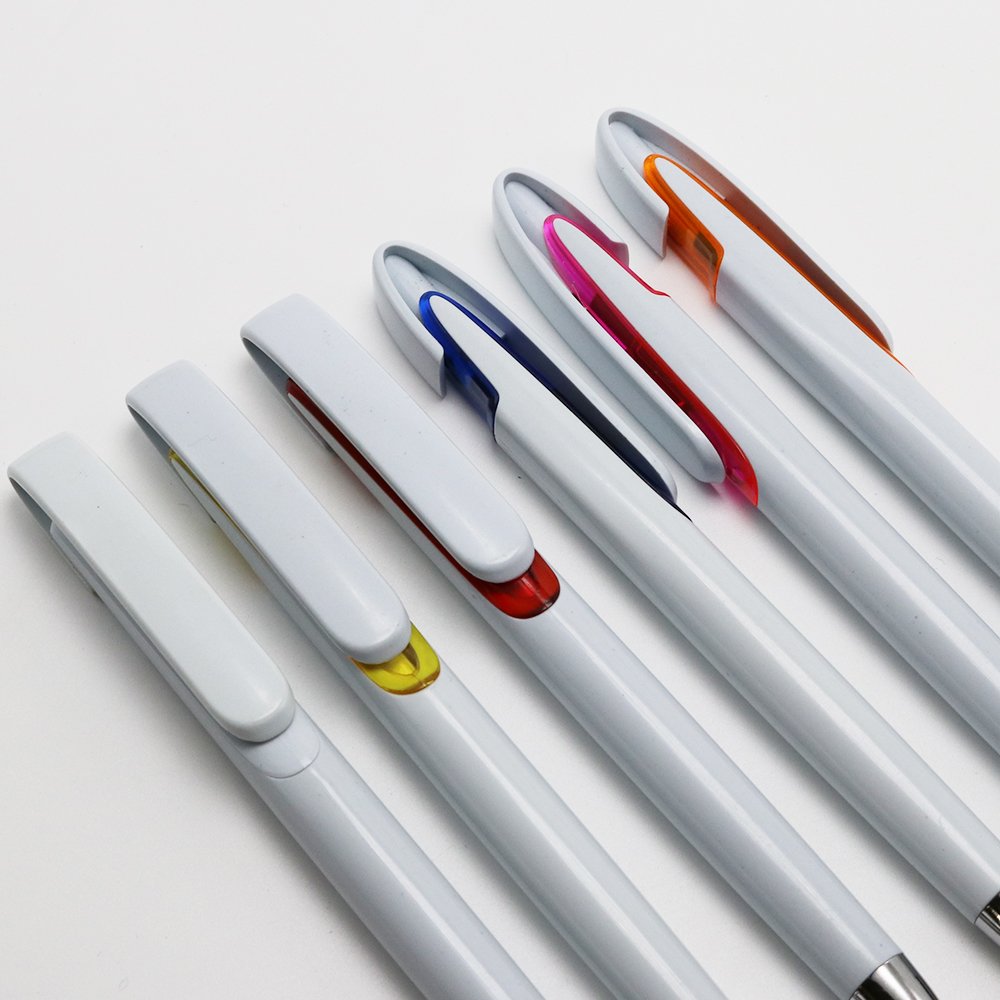 Wholesale promotional advertising cheap plastic ballpoint pen white press pen for gifts