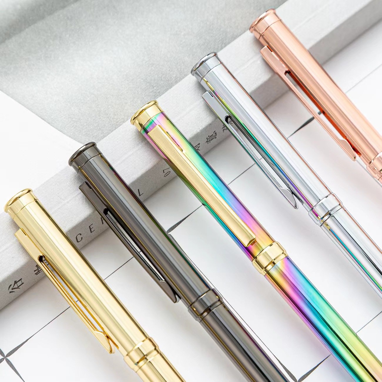 Wholesale custom Ball Point Pen Rubber Rose Gold Ballpoint pen Advertising Personalized Metal