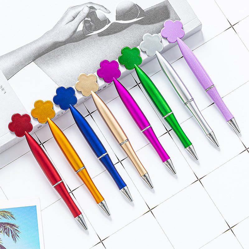 Flower shaped plastic ballpoint pen wholesale student stationery gift advertising pen printable logo twist pen