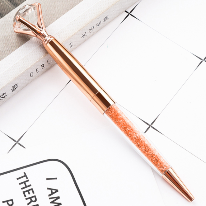 Luxury Crown Gold Metal Ballpoint Pens Big Diamond Crystal Design Custom Logo 1.0 mm Writing Width for Promotion Gifts