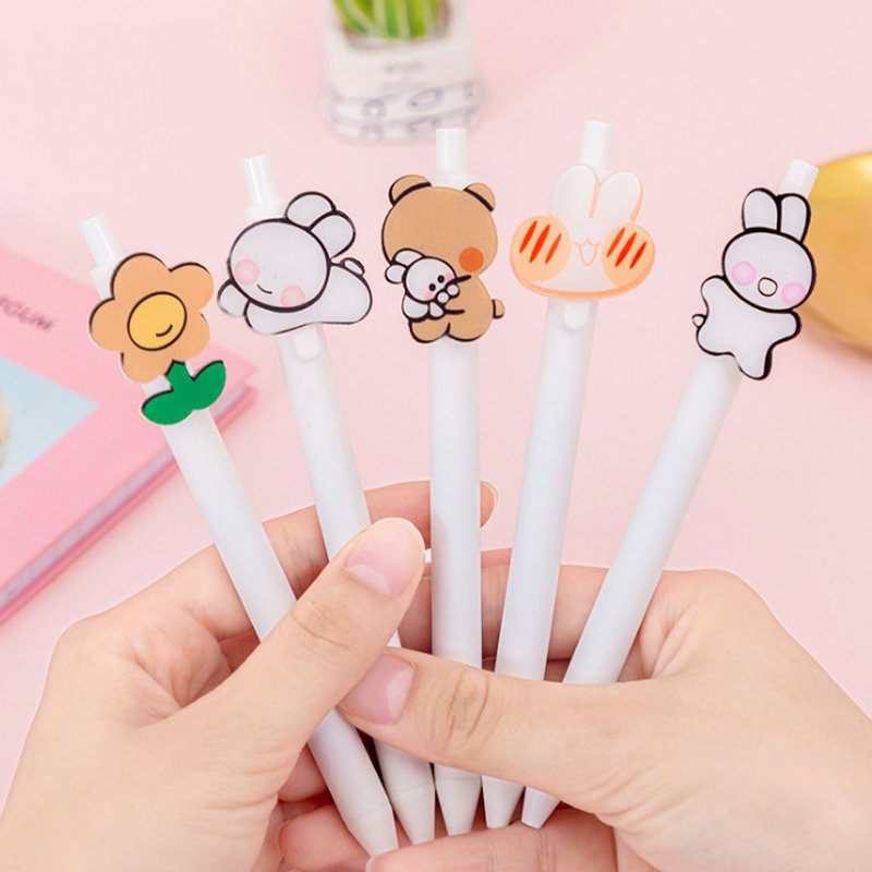 Custom charm cartoon Ballpoint Pen cute fashion color cute acrylic Rubber Clip ballpoint pen