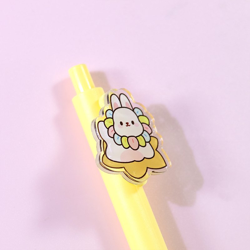 Custom charm cartoon Ballpoint Pen cute fashion color cute acrylic Rubber Clip ballpoint pen