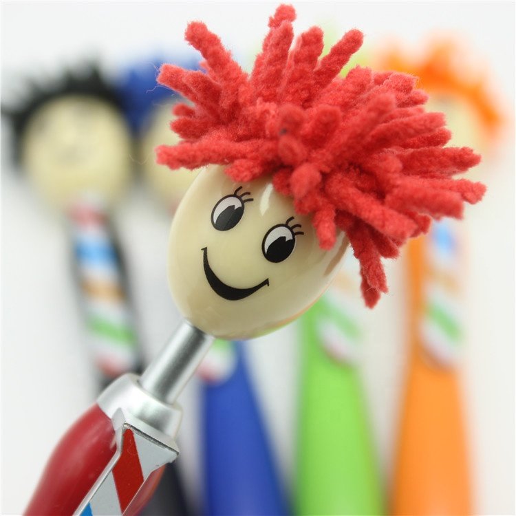Doll Head Stylus Screen Ballpoint Pen Smiley Mop Topper Pen