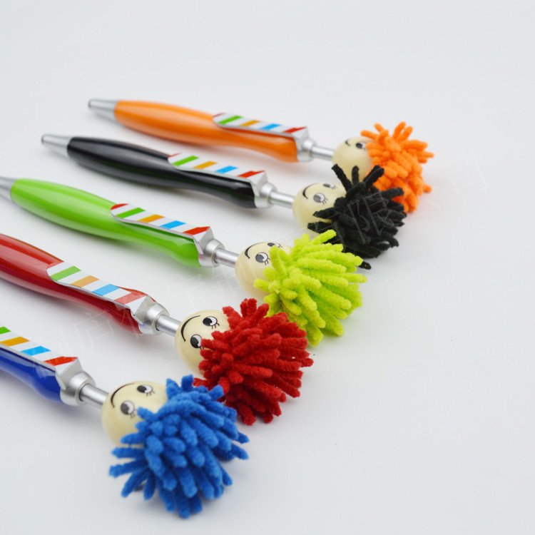 Doll Head Stylus Screen Ballpoint Pen Smiley Mop Topper Pen
