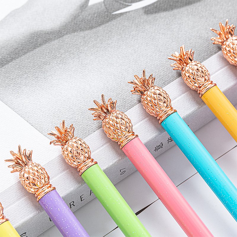 korea stationery online celebrity electroplate pineapple ballpoint pen Partysu kawai stationery cute ananas twist ball pen
