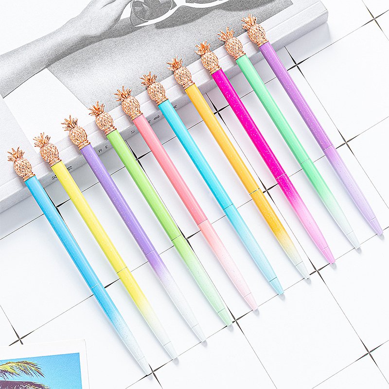 korea stationery online celebrity electroplate pineapple ballpoint pen Partysu kawai stationery cute ananas twist ball pen