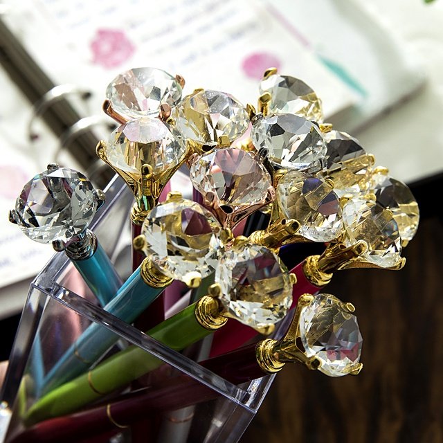 Metal Ballpoint Pen Rhinestones Crystal Retractable Ballpoint Pens Ballpoint Promotional luxury pen