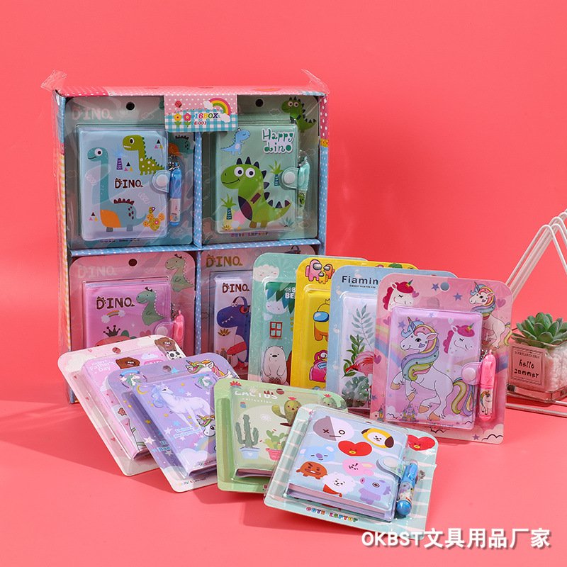 Cute Unicorn Flamingo Mini Notebook Ballpoint pen set Creative stationery gift school supplies for children Sets 561