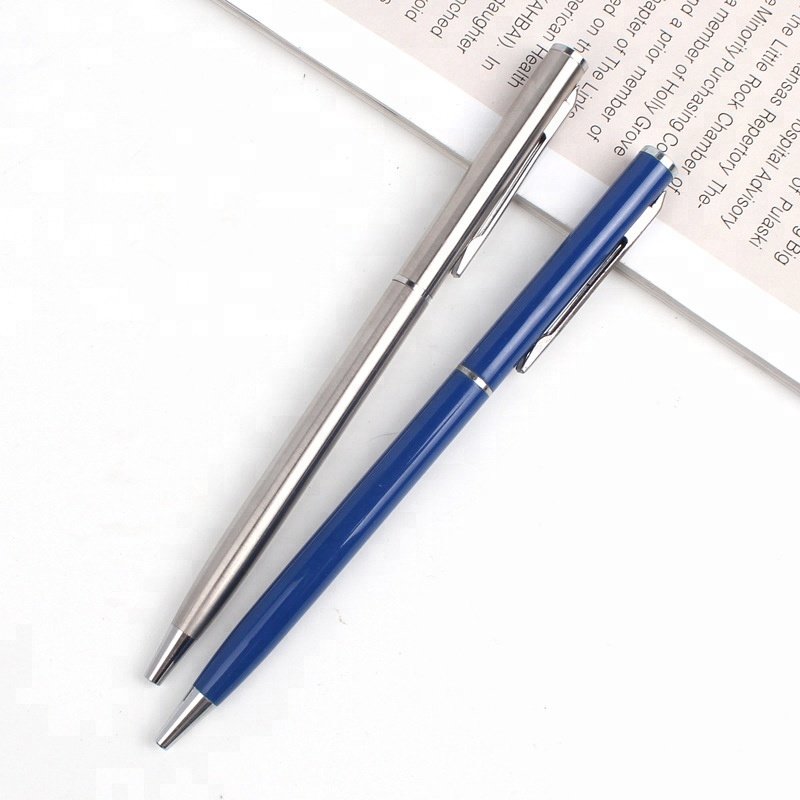 Stationery Office Slim Metal Twist Ballpoint Pens Assorted Colors Thin Hotel Metal Ballpoint Pens