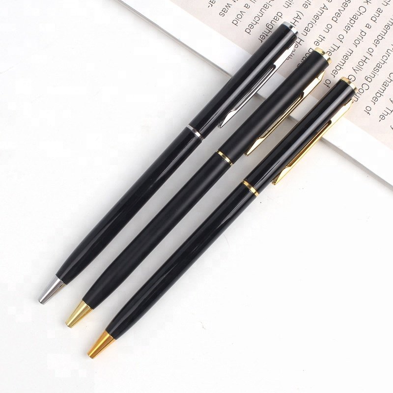 Stationery Office Slim Metal Twist Ballpoint Pens Assorted Colors Thin Hotel Metal Ballpoint Pens