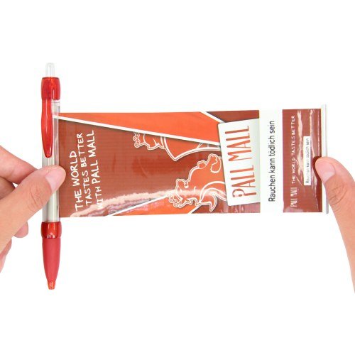 Customized Logo Novelty Ballpoint Pen Translucent Plastic Body Scroll Pull Banner Promotional Pocket Pen Clip Attractive Design