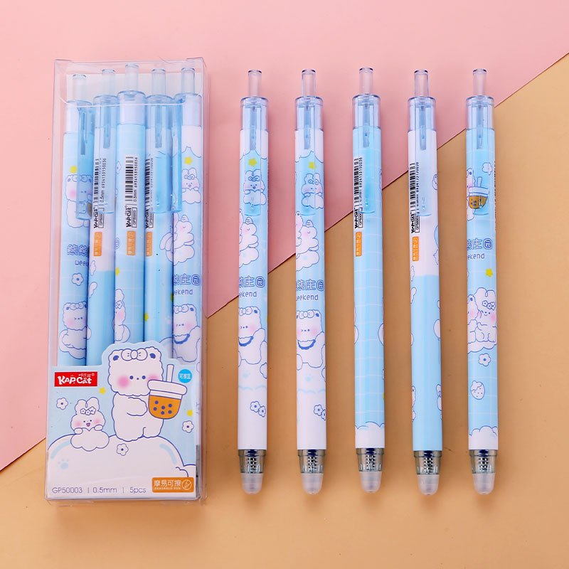 5 Pieces Erasable Gel Pens Set 0.5 mm Retractable Heat Sensitive Erase Gel Ink Roller Ball Pen