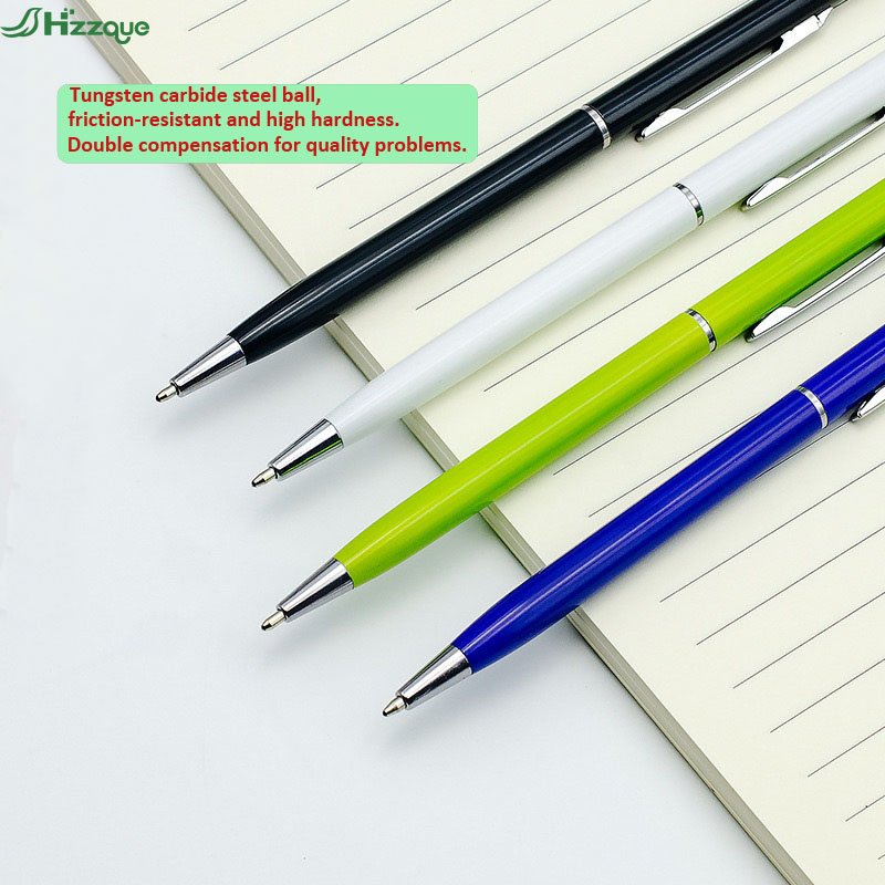 Customized Logo Metal Slim Body Twist Ballpoint Pens Advertising Gifts with Black Ink 1.0mm Writing Width Aluminum Material