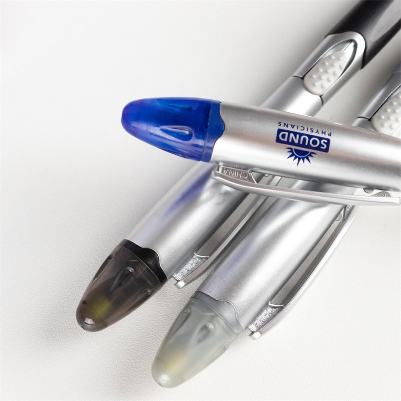 MEGA 2024 Customized Multicolor Two In One Highlighter Pen with Plastic Slide-action ballpoint pen for office use