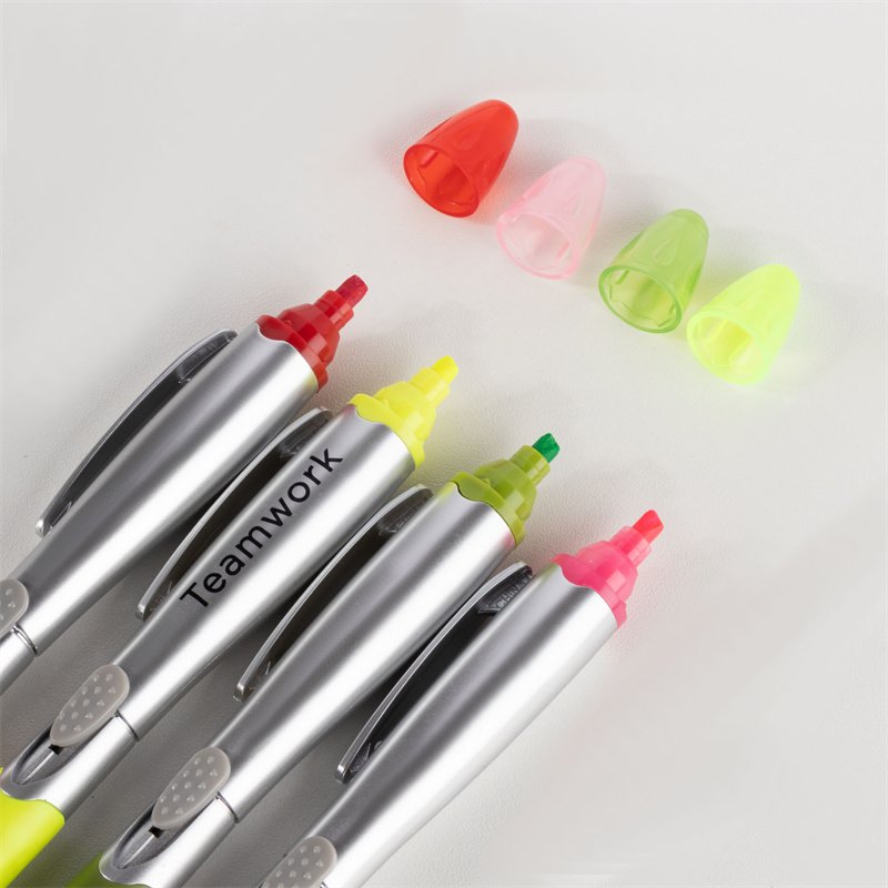 MEGA 2024 Customized Multicolor Two In One Highlighter Pen with Plastic Slide-action ballpoint pen for office use