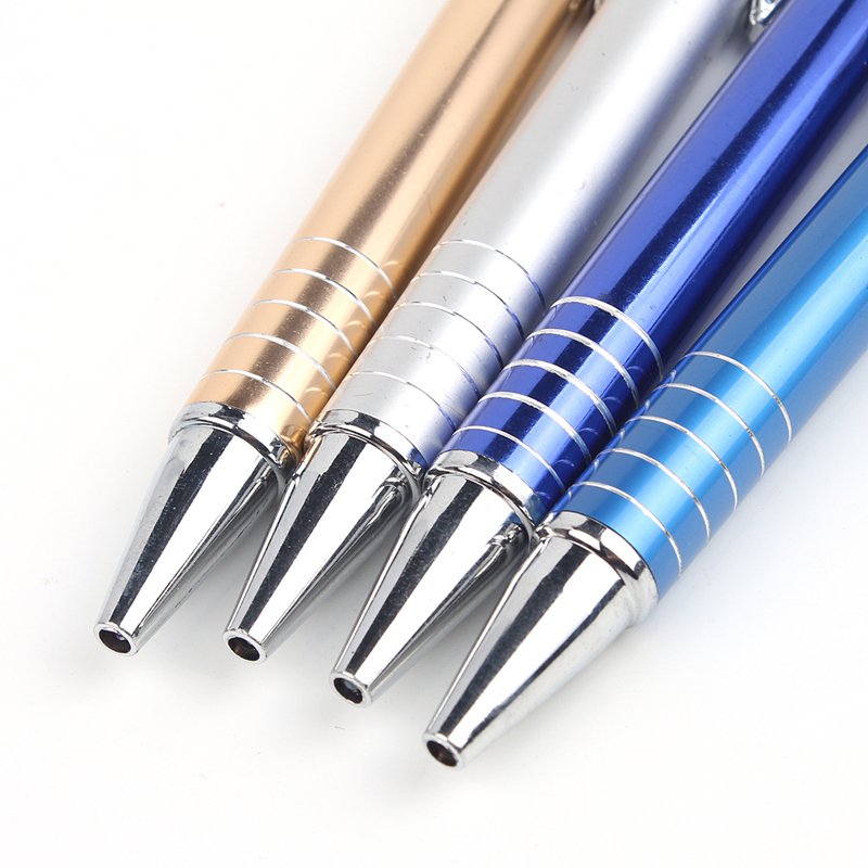 Custom Logo Metal Ballpoint Pens in Blue Silver Gold for Office Supplies