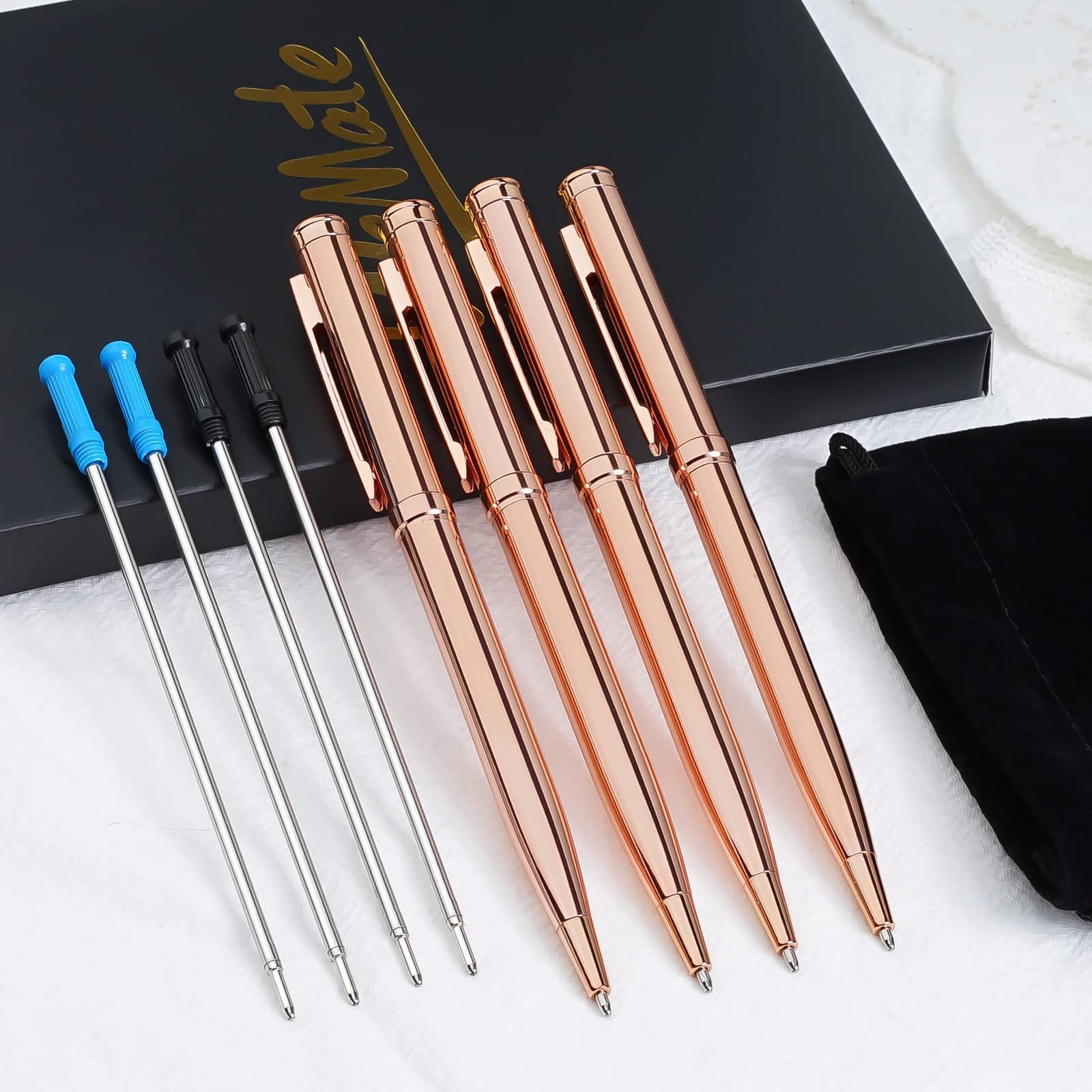 Slim Metallic Retractable Ballpoint Pens Lightweight Black Ink Metal Pens Ballpoint Custom Pens