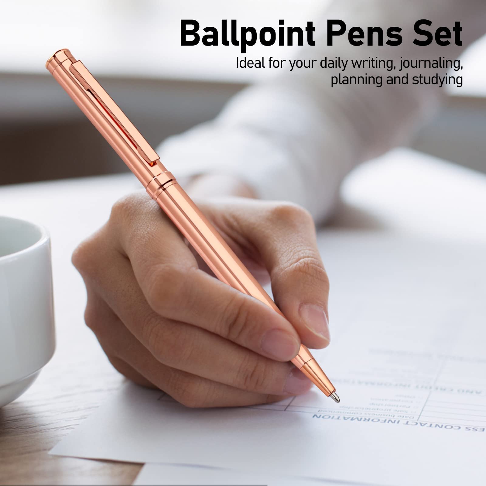 Slim Metallic Retractable Ballpoint Pens Lightweight Black Ink Metal Pens Ballpoint Custom Pens