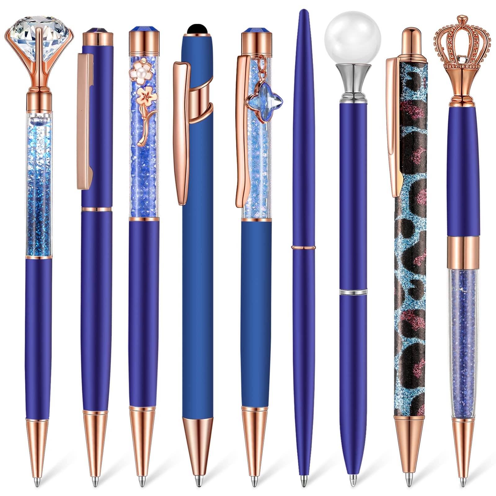 Office Supplies Kawaii Pretty Rose Gold Metal Retractable Pens for Women Girls Gifts Glitter Ballpoint Pens