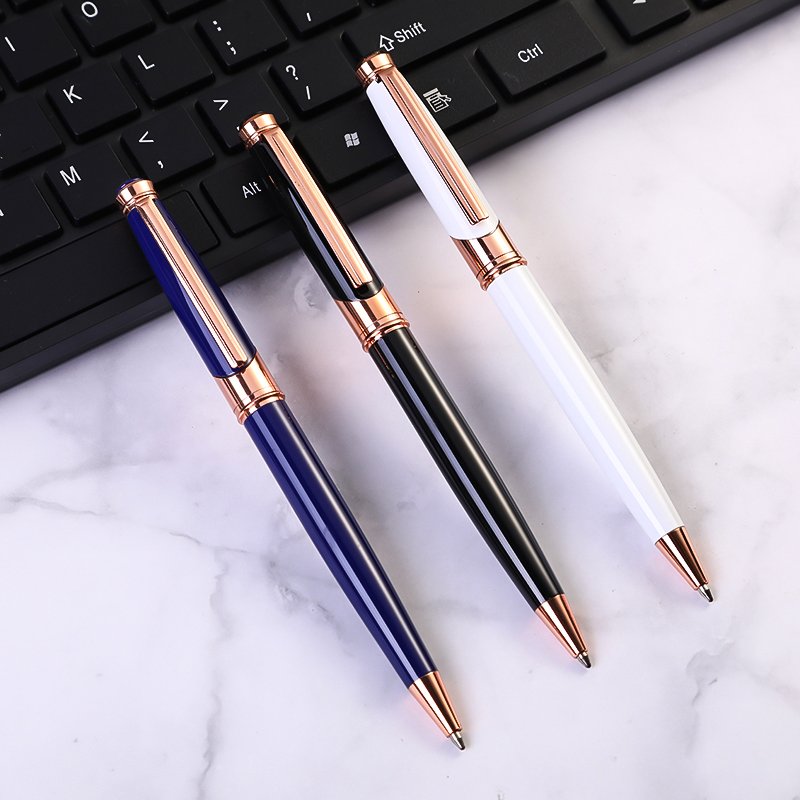 Luxury stationery elegant rose gold ball pen for gift hotel promotional slim ballpoint pen
