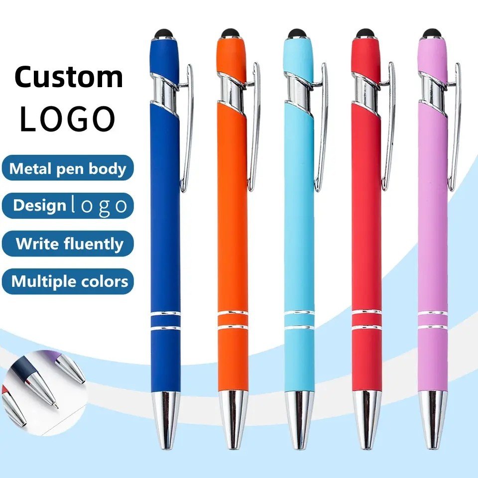 Promotional Novelty Touch Metal Aluminium custom Ballpoint pens gift set gadgets business gift items
