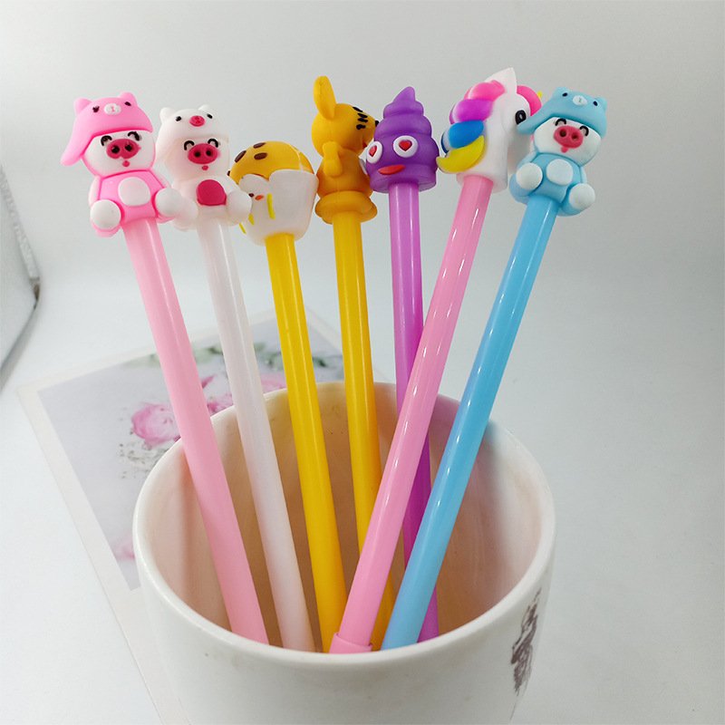 Hot selling student silicone head plastic pen blind box random cute creative cartoon pen for daily or promotion